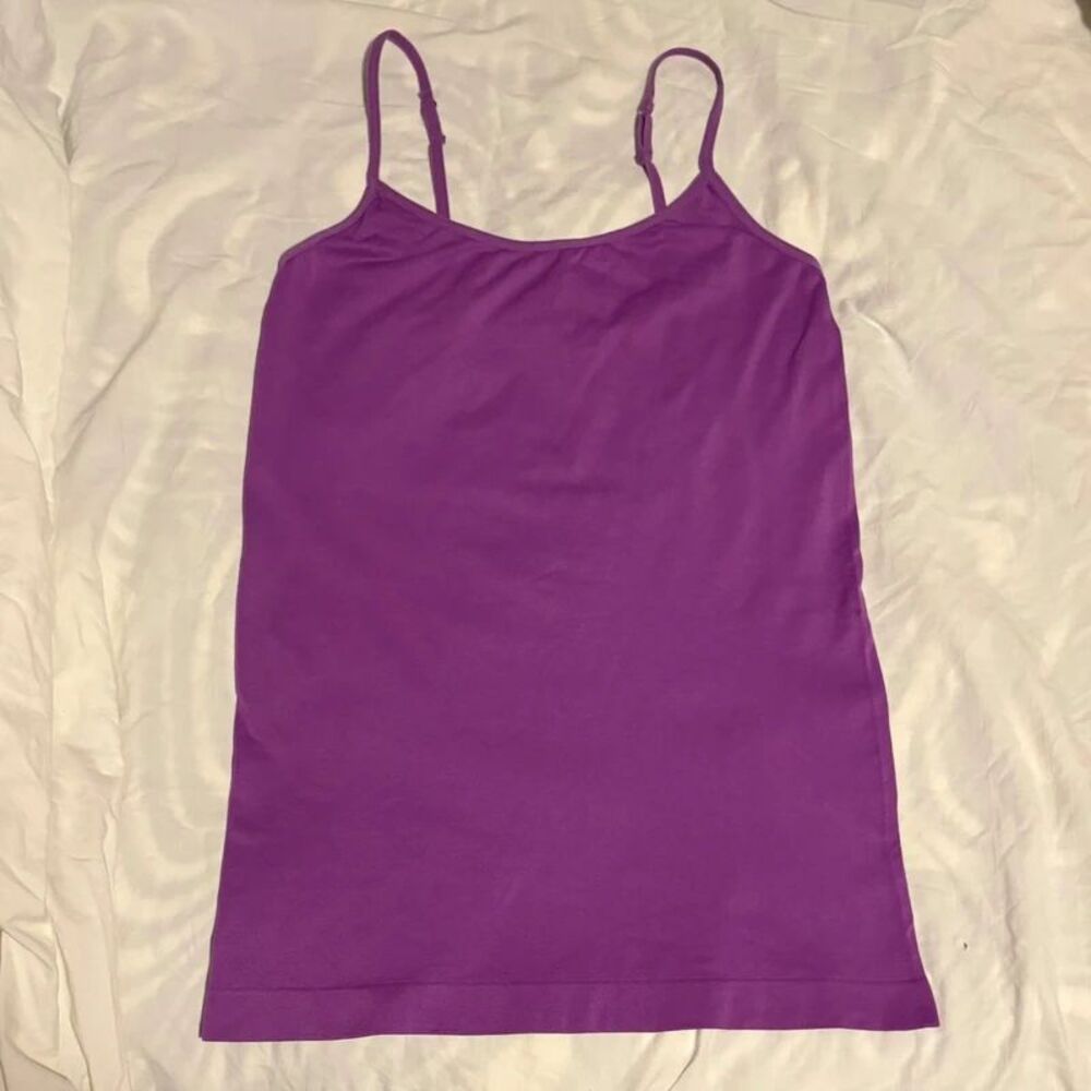 Purple Seamless Tank Large Grane Y2K Cami Adjustable Straps Layering Stretch